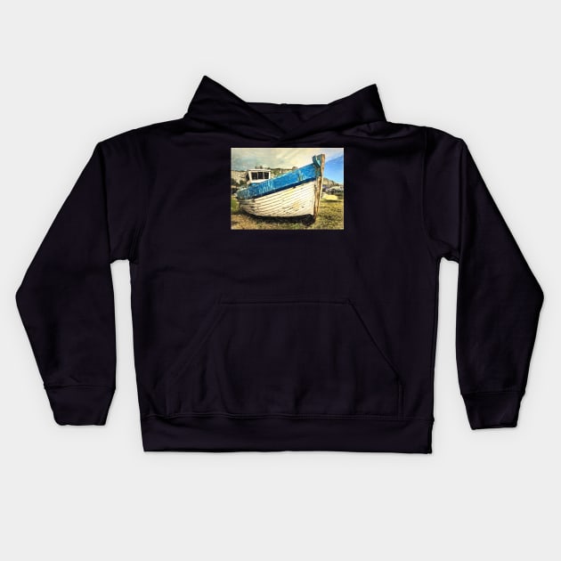 Neglected Fishing Boat Art Kids Hoodie by IanWL